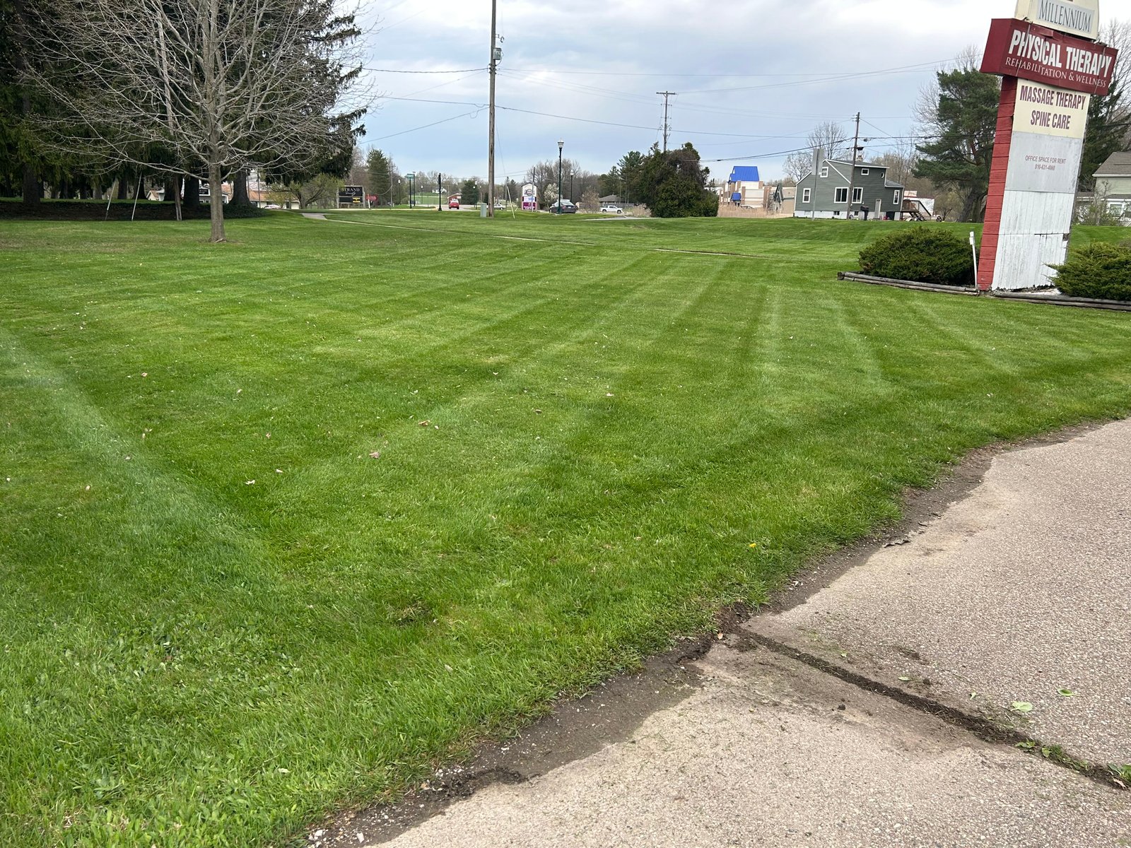 Striped mowed lawn
